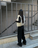 Leather crop string padding vest