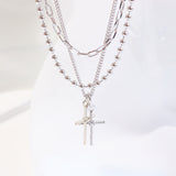 ダブルクロスレイヤードネックレス / Double cross layered necklace