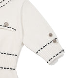 COLOR STITCH POINT KNIT DRESS [IVORY]