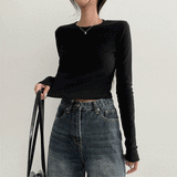 Leah Slim Muji Crop Long Sleeve Tee