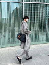 [ASCLO MADE] Linen Check Set Up Hood Coat (6562354233462)