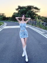 1013. Western eyelet denim mini sk