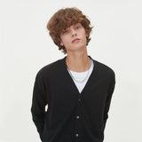 LAMBSWOOL V NECK CARDIGAN_BLACK (6612827209846)
