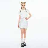 バックオープンリボンストラップシャツ / Back Open Ribbon Strap Shirt [White]