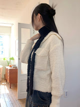 Loder wool collar pocket knit long-sleeved cardigan