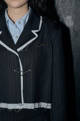 ストライプクロップジャケット / stripe crop jk - dark navy