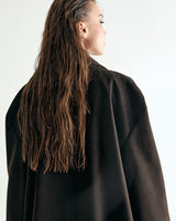 UNISEX FAKE NUBUCK MAXI COAT W - DARK BROWN (6636063457398)