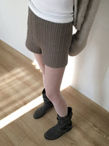 [Brushed lining] ショートリブニットパンツ