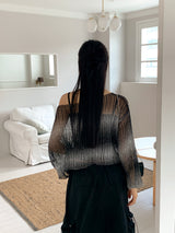 Wooseon tie-dye printing gradient crop long-sleeved knit