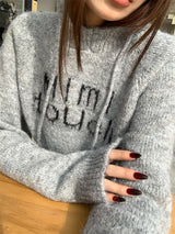 First Angora Letterang Hooded Knit