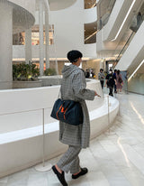 [ASCLO MADE] Linen Check Set Up Hood Coat (6562354233462)