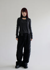 ストライプスカーフセットTシャツ/Stripe scarf set T-shirt (2color)