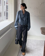 （UNISEX）グリッツボタンクロップレザーブルゾン