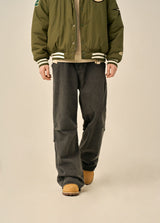 WIDE RIVET POINT JEANS - GRAY