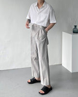 マンスリネンツータックベルトスラックス / Month )  linen two-tuck belt slacks (3 colors)