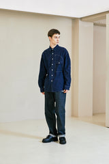 UTILITY CURVED POCKET OXFORD SHIRT NAVY (6621864788086)