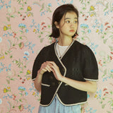 ツイードサイドボタンジャケット/[LINE] Tweed Side Button Jacket (Black)