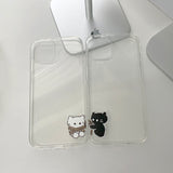 ブラック　ロープサムキャットカップルフォンケース