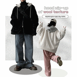 Cooman Color Coloring Wool Hooded Zip-Up