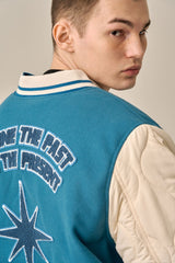 QUILTING POINT VARSITY JACKET - BLUE