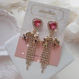 パーティーリボンプリンセスイヤリング / Party Ribbon Princess Earring - Rosepink