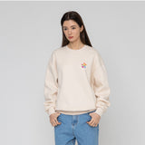 [UNISEX] Tie die flower dot smile white clip sweatshirt (6686421057654)