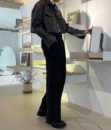 フレンチ レザー クロップジャケット / MO French Leather Cropped Jacket (2 colors)