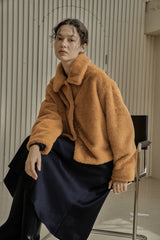 フェイクファーショートコート/FAKE FUR SHORT COAT_ORANGE