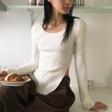 Laffen angora side diagonal slit damage long sleeve knit