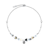 ANGEL FLOWER MIX BEADS CROSS CHAIN NECKLACE