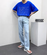 パピラスレタリングUネックショートスリーブTシャツ / OWN Papyrus Lettering U-neck Short-sleeved T-shirt (3 colors)