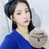 シティウーマンゴールチョーカーネックレス / City Women Gold Chain Choker Necklace - Navy
