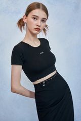 HIDE Logo Chain Crop Top (Black) (6570975035510)