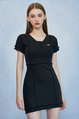 HIDE Lettuce Edge Cardigan Top (Black) (6570973233270)