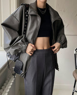 （UNISEX）ネブハイネックレザーブルゾン