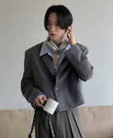 ブエルボタンクロップブレザー (2 color)