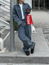 No.0346 G washed set straight denim PT