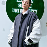 [UNISEX] Reversible Faux Fur Varsity Collar Coat (Camouflage) (6656656343158)