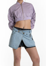 アシメトリックボタンミニスカート / ASYMMETRIC BUTTON MINI SKIRT (BRIGHT DENIM)