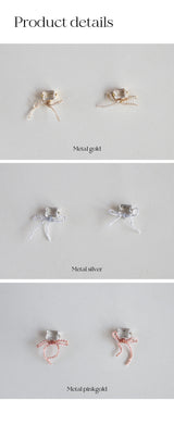 クリスタルウィズリボンタイピアス/Crystal with ribbon tie earring (3colors)