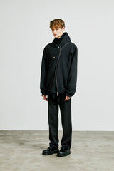 hoody zip-up cape cardigan black (6615495016566)