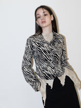 Zebra Silky Shirts (BEIGE)