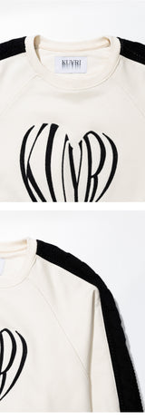 Mixed Fabric Knit KUYRI Love Sweat Shirts (Lucent Ivory)