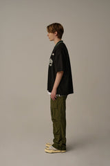 RETRO MATCH-COLLAR T-SHIRTS(BLACK)