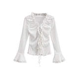 Frill shirring strap blouse