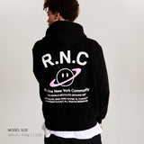 Over-sized Signature Hoodie Black with Pink Band (4595381960822)