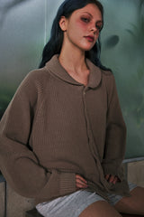 ROUND-COLLAR 7G KNIT CARDIGAN (Beige) / ラウンドカラーニットカーディガン
