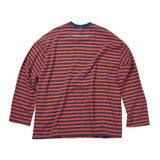 エンブロイダリーストライプロングスリーブ / EMBROIDERY STRIPE LONG SLEEVE blue/orange