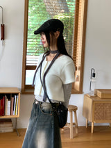 Muran brush fur short sleeve cardigan
