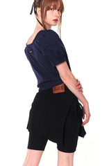 BIKER LAP SKIRT SHORTS (BLACK)
